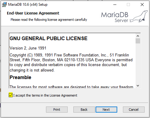 Menú para Instalar MariaDB en Windows