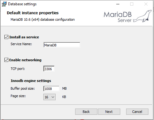 Menú para Instalar MariaDB en Windows